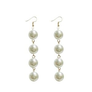 Classic Pearl Drop Dangle Earrings - Gold Tone
